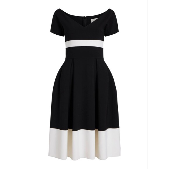 Carolina Herrera Bicolor A-Line Virgin Wool Dress Size: LUS 10